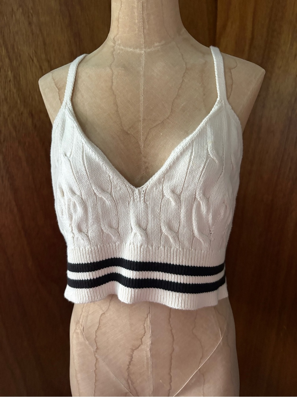 NEW POLO RALPH LAUREN sz XL Cream Cricket Cable Knit Bralette Tank Top Sweater